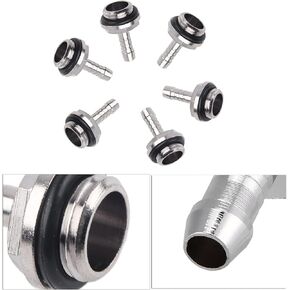 Zopsc 6 PCS G1/4 Thread PC Water Cooling Barb Fitting Connector, TwoTouch Fitting Tube for Computer Water Cooling System (6mm)