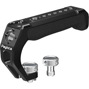 Top Handle with 1/4" Threaded Stud 3/8" Threaded Stud with ARRI Dowel Pin, Silicone Handle with 1/4" 3/8" Thread and 2 Cold Shoes JN-107B