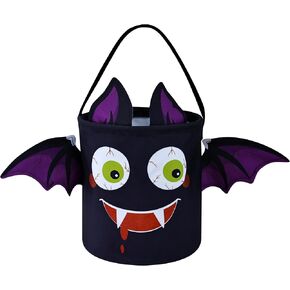 Halloween Basket,Trick or Treat Bucket,Waterproof Canvas Bat Bucket Halloween Candy Buckets Kids Gifts Baskets for Halloween Party Favor Supplies