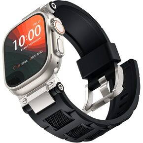 R-Steel Compatible with Apple Watch Ultra/Ultra 2 Band - 49mm for Men Women, Soft Sport Bands Waterproof TPU Military Strap for iWatch Series 10 46mm 9/8/7 45mm SE2/SE/6/5/4 44mm 3/2/1 42mm