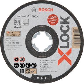 Bosch Professional 1x Standard for Inox X-LOCK Cutting Disc (for Stainless Steel, Ø 125 x 1 x 22,23 mm, Straight, Accessory Angle Grinder)