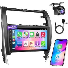 4G+64G Car Radio Stereo for Toyota Camry 2012 2013 2014, Wireless Carplay&Android Auto with Android 12 Support Bluetooth/GPS/WiFi/Back-up Camera/SWC/FM, 10.2 Inch IPS Touch Screen for Camry