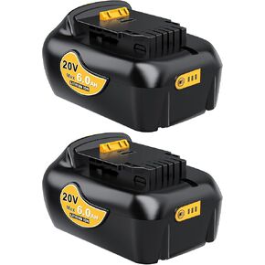 Genuine Capacity 2 Pack 6Ah 20V Max Battery Replacement for Dewalt 20V Battery with USB and USB-C Charging Port, True Capacity Lithium ion Battery Compatible with All 20V Dewalt Cordless Tools