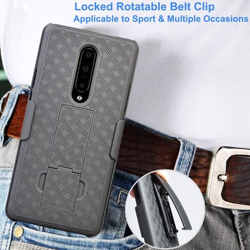 جراب OnePlus 7 Pro، واقي شاشة كامل One Plus 7 Pro من الزجاج المقسى، درع Ailiber متين لكامل الجسم مقاوم للصدمات/مشبك حزام/مسند 2 في 1 غطاء حماية صلب نحيف لهاتف OnePlus7Pro - أسود in Saudi Arabia