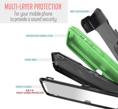 Jackpotwireless for Samsung Galaxy A24 4G Case Full-Body Rugged Swivel Belt-Clip Holster Dual Layer Cover, Stand with Built-in Screen Protector for Samsung Galaxy A25 5G/A24 4G (Black) in Kuwait