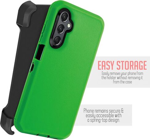 Jackpotwireless for Samsung Galaxy A24 4G Case Full-Body Rugged Swivel Belt-Clip Holster Dual Layer Cover, Stand with Built-in Screen Protector for Samsung Galaxy A25 5G/A24 4G (Black) in Kuwait