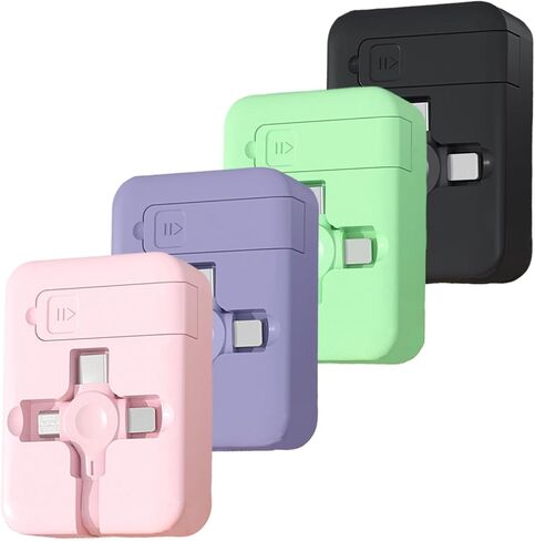 4 Pcs 3 in 1 USB Fast Charging Cable, Multi Charging Cable, Phone Charger Retractable, Compatible USB C(Type-C)/Micro USB/IP, Compatible with Phone, Android, Tablets(4pack) in Kuwait