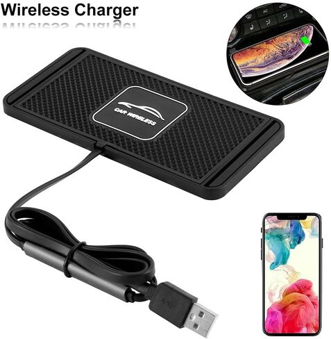 2 in 1 Car Qi Wireless Charger Pad Dashboard Holder Anti-Skid Mat Fast Charging Dock Station Phone Charger for Cell Phone in Saudi Arabia