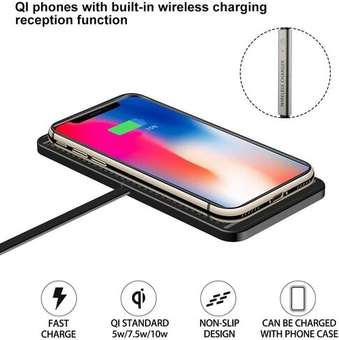 2 in 1 Car Qi Wireless Charger Pad Dashboard Holder Anti-Skid Mat Fast Charging Dock Station Phone Charger for Cell Phone in Saudi Arabia