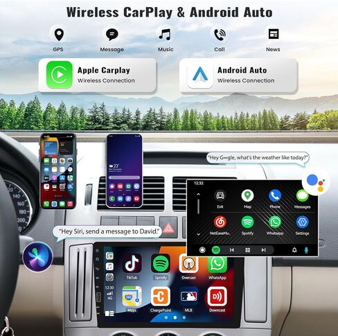 UNITOPSCI Single Din 9 بوصة تعمل باللمس ستيريو سيارة مع Apple CarPlay Android Auto Bluetooth Car Radio Mirror Link FM Radio USB Playback/USB Charge، مدخل DVR مع ميكروفون كاميرا احتياطية in Saudi Arabia
