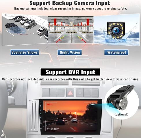 UNITOPSCI Single Din 9 بوصة تعمل باللمس ستيريو سيارة مع Apple CarPlay Android Auto Bluetooth Car Radio Mirror Link FM Radio USB Playback/USB Charge، مدخل DVR مع ميكروفون كاميرا احتياطية in Saudi Arabia