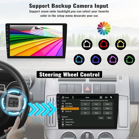 UNITOPSCI Single Din 9 بوصة تعمل باللمس ستيريو سيارة مع Apple CarPlay Android Auto Bluetooth Car Radio Mirror Link FM Radio USB Playback/USB Charge، مدخل DVR مع ميكروفون كاميرا احتياطية in Saudi Arabia