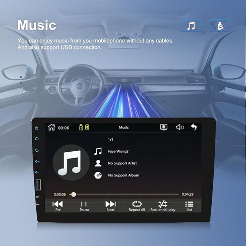 UNITOPSCI Single Din 9 بوصة تعمل باللمس ستيريو سيارة مع Apple CarPlay Android Auto Bluetooth Car Radio Mirror Link FM Radio USB Playback/USB Charge، مدخل DVR مع ميكروفون كاميرا احتياطية in Saudi Arabia