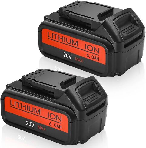 2 حزمة بطارية بديلة 20 فولت 6.0 أمبير متوافقة مع بطارية ديوالت 20 فولت ماكس XR ليثيوم أيون DCB204 DCB206 DCB200 DCB180 DCD985B DCD771C2 DCS355D1 DCD790B in Kuwait
