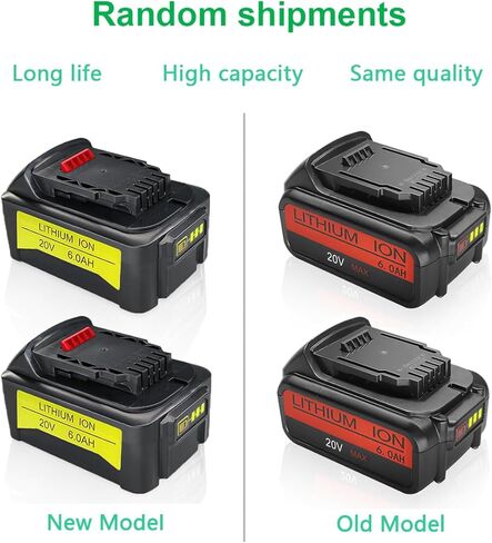 2 حزمة بطارية بديلة 20 فولت 6.0 أمبير متوافقة مع بطارية ديوالت 20 فولت ماكس XR ليثيوم أيون DCB204 DCB206 DCB200 DCB180 DCD985B DCD771C2 DCS355D1 DCD790B in Kuwait