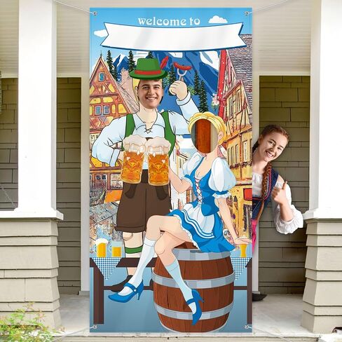 Blulu Oktoberfest Party Decorations Oktoberfest Photo Prop Giant Fabric Photo booth background funny Games Supplies for Bavarian Beer Festival in The Style of an Oktoberfest Festival, 6 x 3 ft in Saudi Arabia