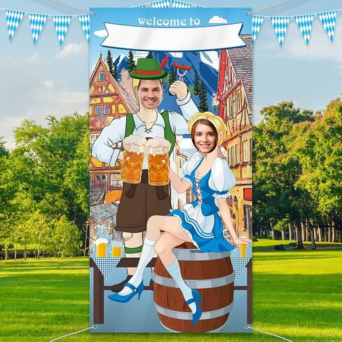 Blulu Oktoberfest Party Decorations Oktoberfest Photo Prop Giant Fabric Photo booth background funny Games Supplies for Bavarian Beer Festival in The Style of an Oktoberfest Festival, 6 x 3 ft in Saudi Arabia