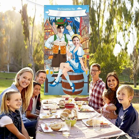 Blulu Oktoberfest Party Decorations Oktoberfest Photo Prop Giant Fabric Photo booth background funny Games Supplies for Bavarian Beer Festival in The Style of an Oktoberfest Festival, 6 x 3 ft in Saudi Arabia
