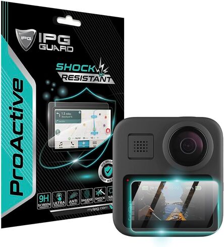 IPG ProActive made for GoPro MAX 360 Traditional Camera Display (2 Units) 9H Hardness Screen Protector Nano Ceramic Film Ultra Responsive High Clarity Anti Scratch Smudge & Shock Proof for MAX360 in Saudi Arabia