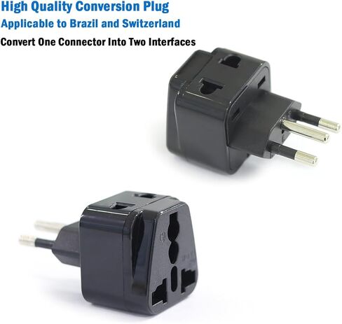 US to Argentina and Uruguay Travel Adapter,Plug for USA/Universal to Brazil/Australia,Power Plugs Pack of 2，Black in Saudi Arabia