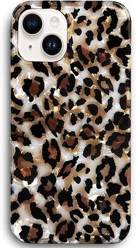 J.west Case Compatible with iPhone 15 Case 6.1-inch, Luxury Sparkle Translucent Clear Leopard Cheetah Print Pearly Design Soft Silicone Slim TPU Protective Phone Case Cover for Girls Women (Bling) in Saudi Arabia