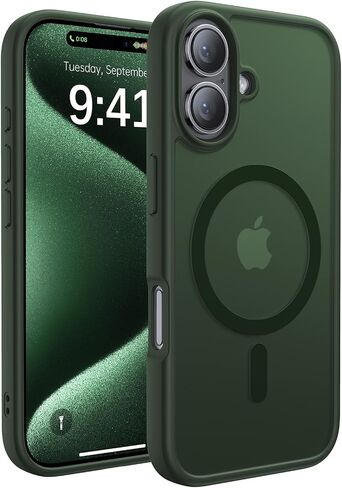Magnetic for iPhone 16 Case,[Compatible with MagSafe][Military Grade Drop Protection] Anti-Fingerprint Translucent Matte Shockproof Protective Case for iPhone 16 Phone Case 6.1",Alpine Green in Saudi Arabia