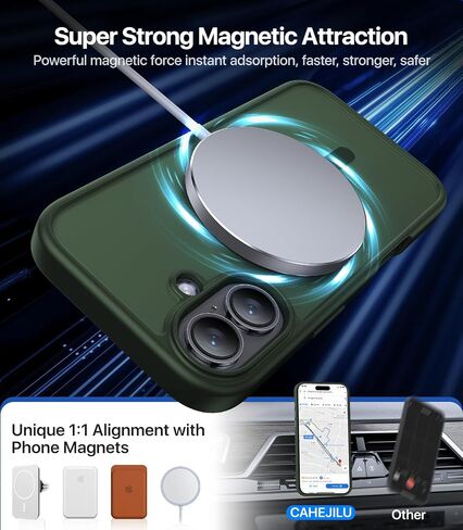 Magnetic for iPhone 16 Case,[Compatible with MagSafe][Military Grade Drop Protection] Anti-Fingerprint Translucent Matte Shockproof Protective Case for iPhone 16 Phone Case 6.1",Alpine Green in Saudi Arabia