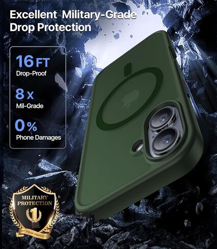 Magnetic for iPhone 16 Case,[Compatible with MagSafe][Military Grade Drop Protection] Anti-Fingerprint Translucent Matte Shockproof Protective Case for iPhone 16 Phone Case 6.1",Alpine Green in Saudi Arabia