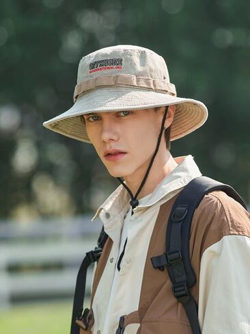 YOFARCHOY غسلها Boonie القبعات سفاري القبعات للرجال قبعة بحافة للرجال والنساء واسعة حافة قبعة الشمس قبعة الشاطئ قبعة الصيد in Kuwait