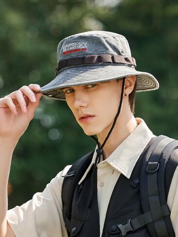 YOFARCHOY غسلها Boonie القبعات سفاري القبعات للرجال قبعة بحافة للرجال والنساء واسعة حافة قبعة الشمس قبعة الشاطئ قبعة الصيد in Kuwait