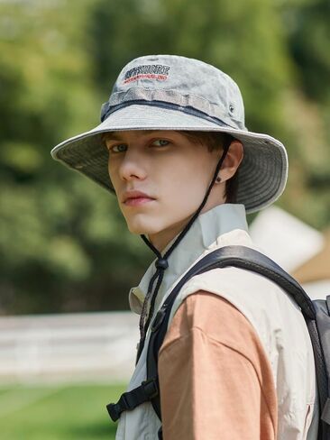 YOFARCHOY غسلها Boonie القبعات سفاري القبعات للرجال قبعة بحافة للرجال والنساء واسعة حافة قبعة الشمس قبعة الشاطئ قبعة الصيد in Kuwait