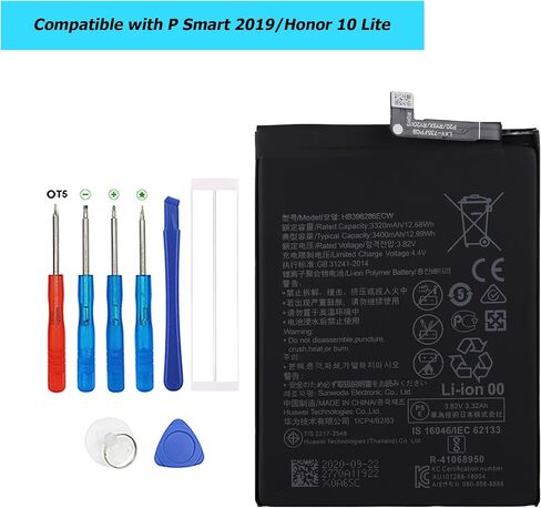 بطارية بديلة HB396286ECW بقدرة 3320 مللي أمبير في الساعة متوافقة مع P Smart 2019 Honor 10 Lite Pot-LX1 POT-LX2J Pot-LX3 مع الأدوات in Saudi Arabia