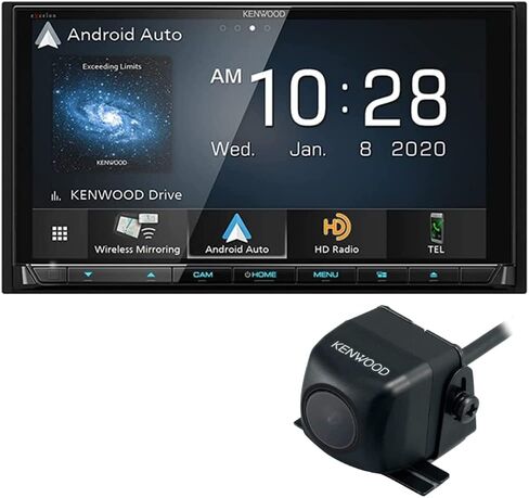 KENWOOD DDX9707S 6.95" Capacitive Touch Screen DVD Multimedia Receiver with Apple CarPlay & Android Auto | Plus CMOS-230 Rearview Camera with Universal Mounting Hardware & Video Cable in Saudi Arabia