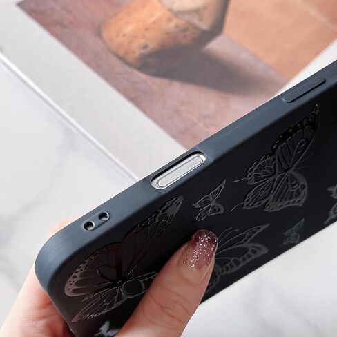 MINSCOSE Compatible with iPhone 16 Pro 6.3 inch Case,Cute Butterfly Flower Floral Cool Black Solid Design,Soft Silicone Slim Thin Girly Phone Case Protective Shockproof Cover for Women Girls-Rose in Saudi Arabia
