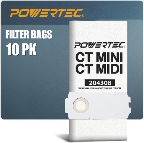 POWERTEC Shop Vacuum Bags 5PK for Festool CT MINI, CT MIDI (from 2019 onwards), CT15, CTC MINI/MIDI Dust Extractor, Replacement Fleece Filter Bags for Festool 204308 Shop Vacuum Dust Collection Bags in Saudi Arabia