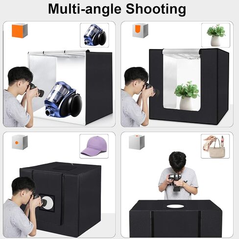 Photo Studio Light Box PULUZ 9.8in/25cm Portable Folding Photography Shooting Tent Kit 1-100% Adjustable Brightness with 6 Backdrops(12 Colors) for Small Size Items in Saudi Arabia