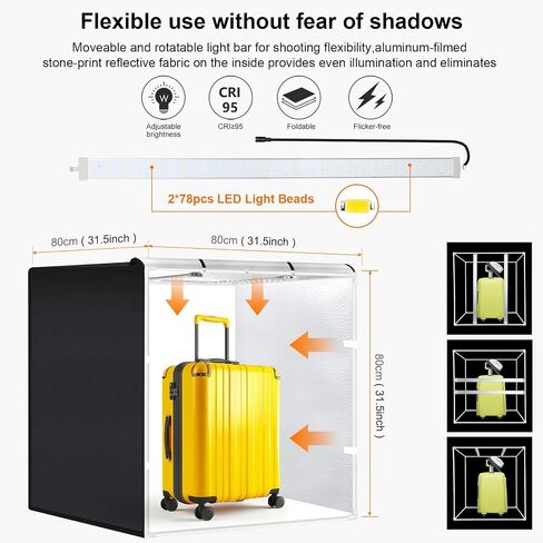 Photo Studio Light Box PULUZ 9.8in/25cm Portable Folding Photography Shooting Tent Kit 1-100% Adjustable Brightness with 6 Backdrops(12 Colors) for Small Size Items in Saudi Arabia