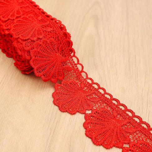 Purple Lace Trim 4.5 Yards Venice Lace Ribbon Flower Scalloped Embroidery Lace Trim for Crafts, Dress, Gift Wrapping, Wedding, Home Decoration in Kuwait