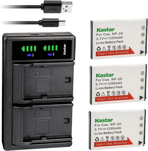 بطارية Kastar 4 عبوات وشاحن USB LTD2 بديل لـ Casio Exilim EX-S600، Exilim EX-S770، Exilim EX-S880، Exilim EX-Z11، Exilim EX-Z12، Exilim EX-Z3، Exilim EX-Z4، Exilim EX- Z5، إكسيليم EX-Z6 in Saudi Arabia