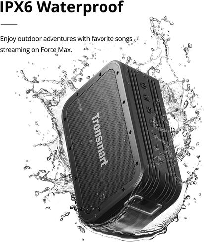 Tronsmart Force Max Portable Outdoor Speaker, Loud Bluetooth Speaker, Tri-Frequency Audio, Built-in Powerbank, Convenient Voice Assistant, IPX6 Waterproof Speaker with Retractable Strap for Outdoor in Kuwait