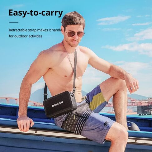 Tronsmart Force Max Portable Outdoor Speaker, Loud Bluetooth Speaker, Tri-Frequency Audio, Built-in Powerbank, Convenient Voice Assistant, IPX6 Waterproof Speaker with Retractable Strap for Outdoor in Kuwait