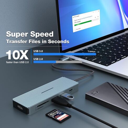 موزع USB C، محول USB C 9 في 1 مع HDMI 4K، 2 منافذ USB 3.0، نقل بيانات USB C 3.0، 2 x USB 2.0، شحن PD 100 وات، SD/TF لأجهزة الكمبيوتر المحمولة والأجهزة من النوع C والمزيد in Saudi Arabia