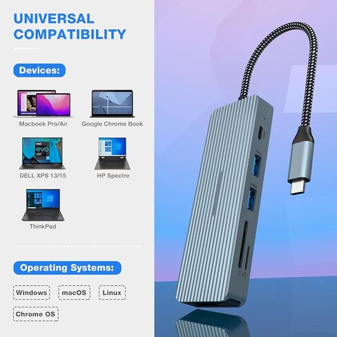 موزع USB C، محول USB C 9 في 1 مع HDMI 4K، 2 منافذ USB 3.0، نقل بيانات USB C 3.0، 2 x USB 2.0، شحن PD 100 وات، SD/TF لأجهزة الكمبيوتر المحمولة والأجهزة من النوع C والمزيد in Saudi Arabia