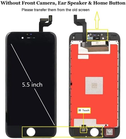 متوافق مع استبدال شاشة iPhone 6s Plus باللون الأسود A1634، A1687، A1699، استبدال شاشة لمس ناعمة لهاتف iPhone 6s Plus Lcd مجموعة أدوات الإصلاح الكاملة in Kuwait
