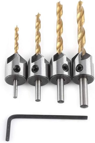 Health Gear Countersink Drill Bit Set Wood, High Speed Steel Counter Sink Drill Bit with 1 Hex Key Wrench for Drilling Chamfering Deburring(7-Piece Set) in Saudi Arabia
