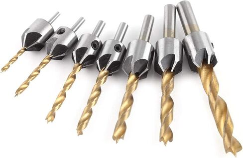 Health Gear Countersink Drill Bit Set Wood, High Speed Steel Counter Sink Drill Bit with 1 Hex Key Wrench for Drilling Chamfering Deburring(7-Piece Set) in Saudi Arabia
