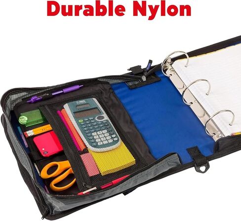 حافظة بسحاب من Case-it Mighty Zip Tab 6 عبوات 3 حلقات دائرية مع عروات 5 ألوان، مجلد ملفات ممتد وحزام كتف ومقبض، D-146 أزرق داكن in Saudi Arabia