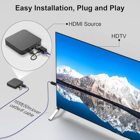موسع HDMI PWAYTEK 1080P، استخدم كابل إيثرنت Cat5e/6 لتمديد إشارات الصوت والفيديو حتى 165 قدم مع نقل بدون فقدان in Kuwait