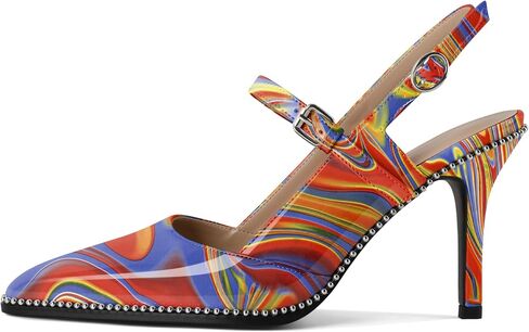 Women's Pointed Toe Mary Jane Pumps High Heels with Slingback Ankle Strap Beaded Heels 3.5 Inch Pumps Shoes in Saudi Arabia