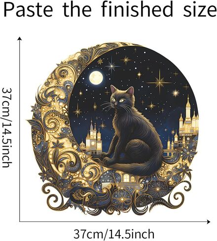 WAFT YEARN Vinyl Removable Black Cat Kitty Moon Wall Decal Super Lovely Animals Safari Wall Sticker for Nursery School Classroom Bedroom Bathroom Boys Girls Room Playroom Office Home Decor in Saudi Arabia